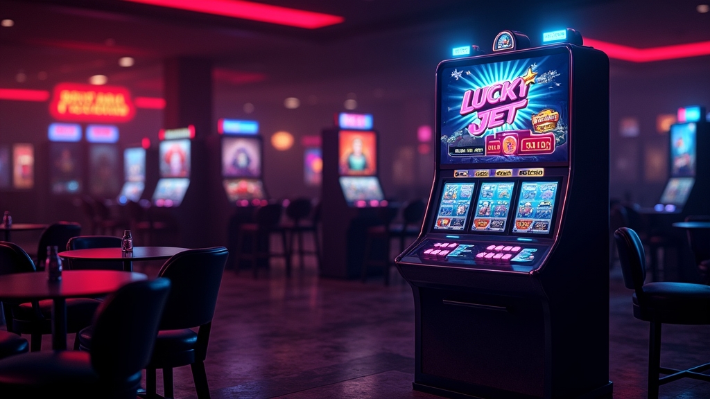 Pantalla de Lucky Jet y Aviator en un entorno de casino oscuro