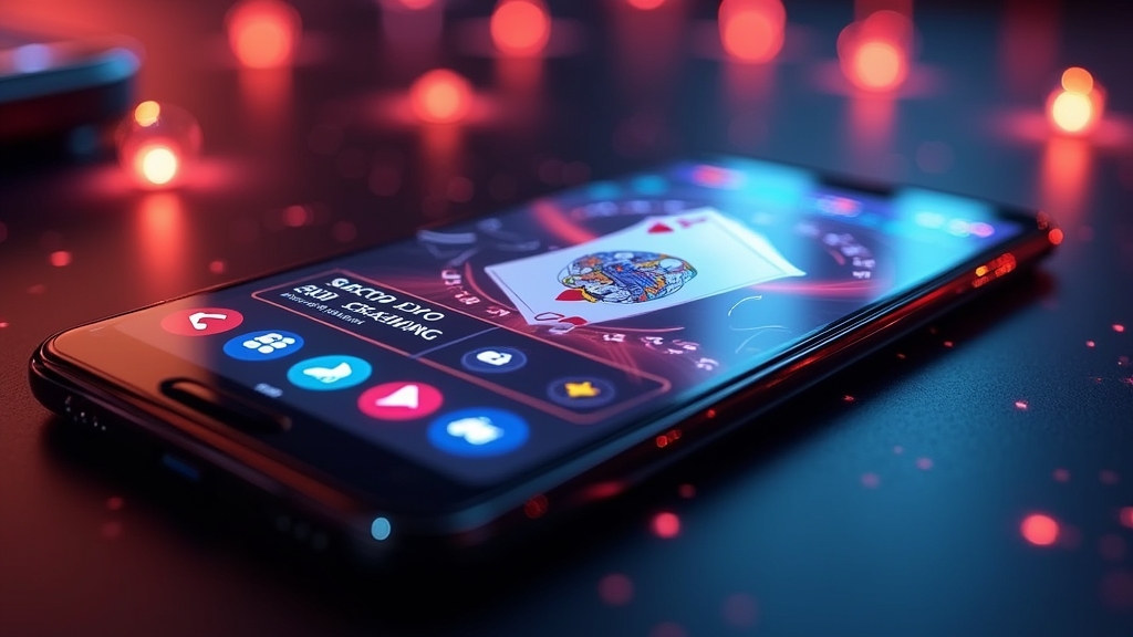 Interfaz móvil de Aviator en un teléfono dentro de un casino oscuro